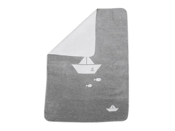 FUSSENEGGER Babydecke Panda Schiffchen 75x100cm grau
