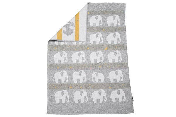 FUSSENEGGER Babydecke Lima Elefant 65x90cm grau