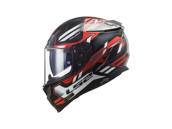 LS2 Integralhelm "FF327 Challenger Spin" schwarz / rot / weiß, Gr. 61 / 62 = XL