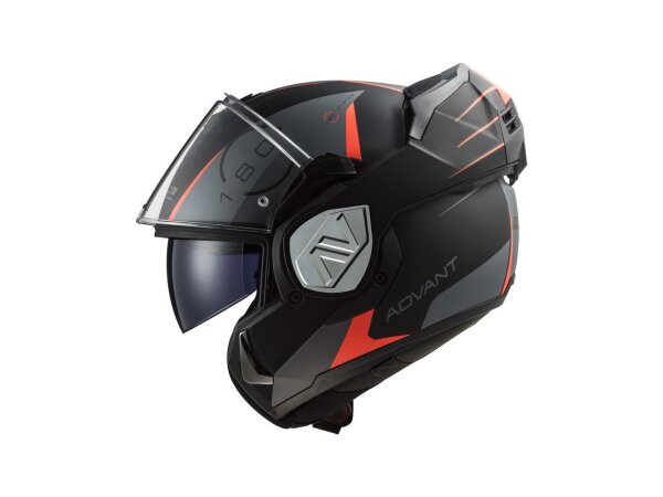 LS2 Klapphelm "FF906 Advant Codex" 2 Hel schwarz / grau / rot matt, Gr. 65 / 66 = 3XL