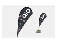 QIO Beachflag Gr. S, 2,20 m hoch, schwarz mit bunt Pro...