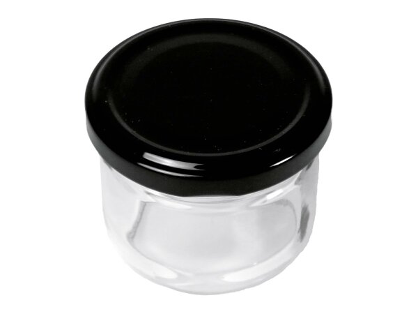 DETI Einmachglas 120ml mit Twist-off-Deckel Ø66mm 3 x weiß 3 x schwarz PVC-frei Blue Seal 6er Tray