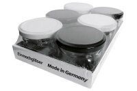 DETI Einmachglas 120ml mit Twist-off-Deckel Ø66mm 3 x weiß 3 x schwarz PVC-frei Blue Seal 6er Tray