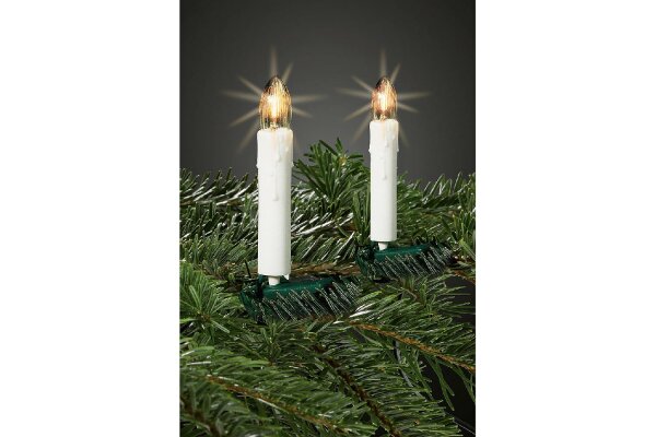 HELLUM Lichterkette 20tlg. Riffelkerzen innen weiß