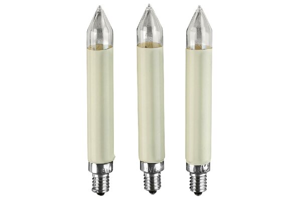HELLUM Schaftkerze für 15er Kette 16V/3W E10 innen und außen elfenbein 3 Stück