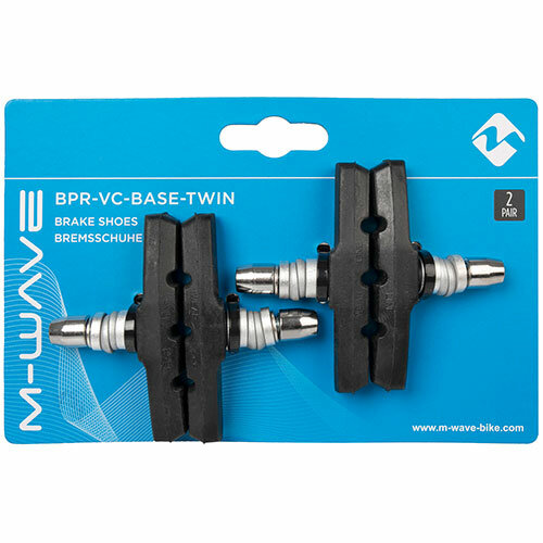 Bremsschuh BPR-VC-Base-Twin V-Bremse, M-WAVE, 70mm, 2 Paar, symmetrisch, schwarz, Messingschlager, 361622