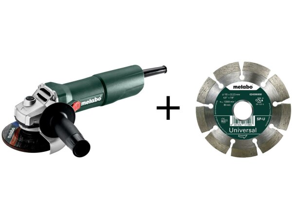 METABO Winkelschleifer "W750-115" Netzbetrieben, 7 Set im Karton,