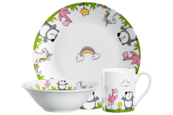 LEONARDO Kindergeschirr Flamingo/Einhorn/Panda 3teilig