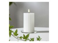 STAR TRADING LED Wachskerze Flamme Stripe Batterie Timer 15x7,5cm weiß