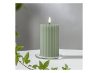 STAR TRADING LED Wachskerze Flamme Stripe Batterie Timer 15x7,5cm grün