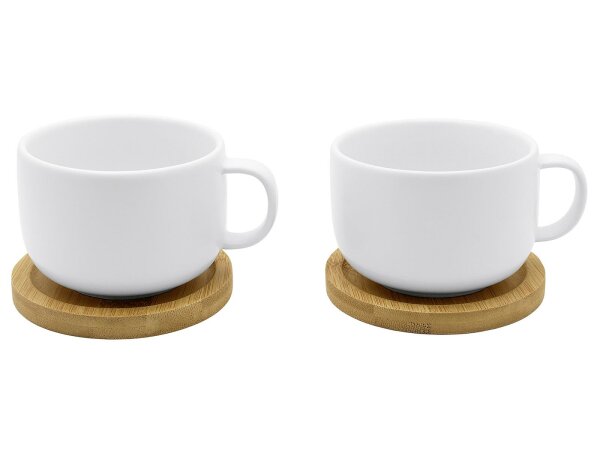 BREDEMEIJER Teebecher Umea mit Untersetzer 250ml 2er Set weiß