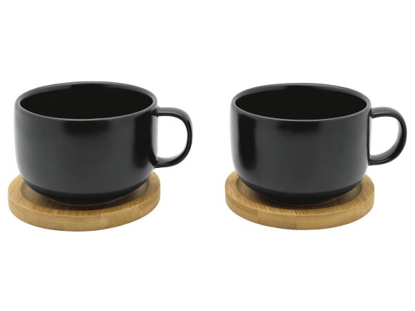 BREDEMEIJER Teebecher Umea mit Untersetzer 250ml 2er Set schwarz