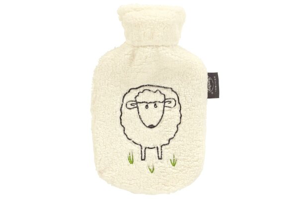 FASHY Wärmflasche Schaf Dolly flauschiger Bezug Stickerei 0,8l