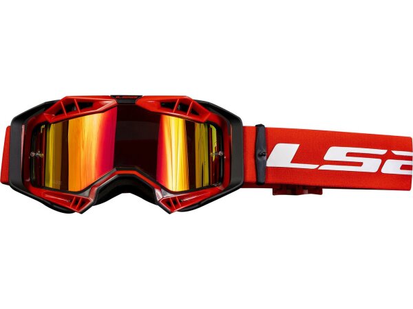 LS2 Crossbrille "Aura Pro" Verspiegeltes schwarz / rot