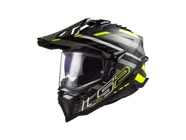 LS2 Endurohelm "MX701 Explorer Carbon Ed schwarz / neongelb / titanium, Gr. 63 / 64 = XXL