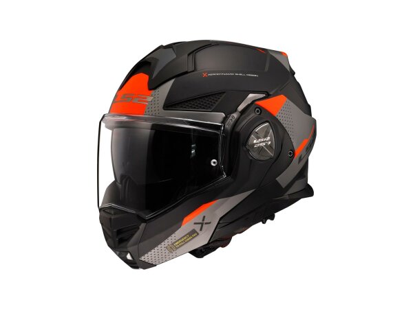 LS2 Klapphelm "FF901 Advant X Oblivion"  schwarz / titanium / orange matt, Gr. 53 / 54 = XS