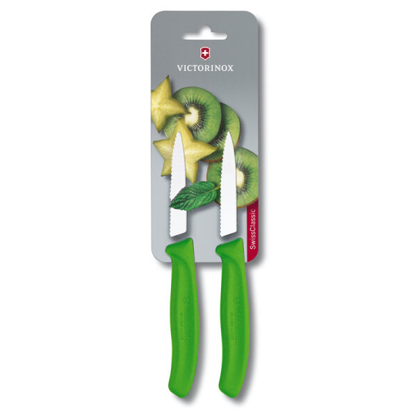 Swiss Classic, Gemüsemesser, 2tlg, 8cm,Wellen,grün,B