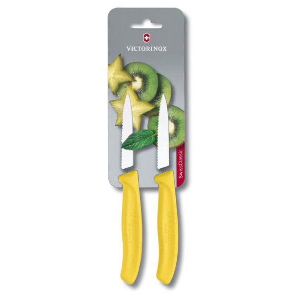 Swiss Classic, Gemüsemesser, 2tlg,8cm,Wellen,gelb,B