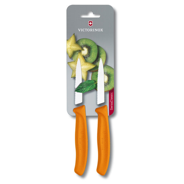 Swiss Classic, Gemüsemesser, 2tlg,8cm,Wellen,orange,B