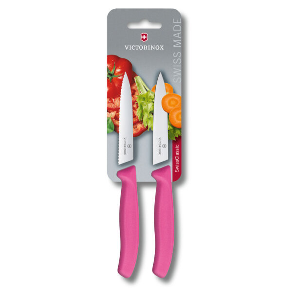 Swiss Classic, Gemüsemesser, 2tlg,10cm,wavy/gerade,pink,B