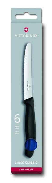 Swiss Classic, Tomaten und Tafelmesser, 6tlg, 11cm, Wellen, blau