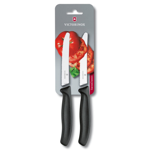 Swiss Classic, Tomaten & Tafelmesser, 2tlg,11cm,Wellen,schwarz,B