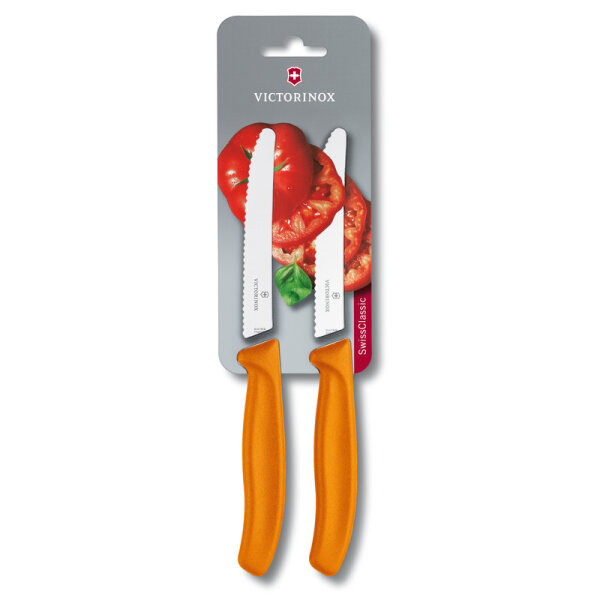 Swiss Classic, Tomaten & Tafelmesser,2tlg,11cm,Wellen,orange,B