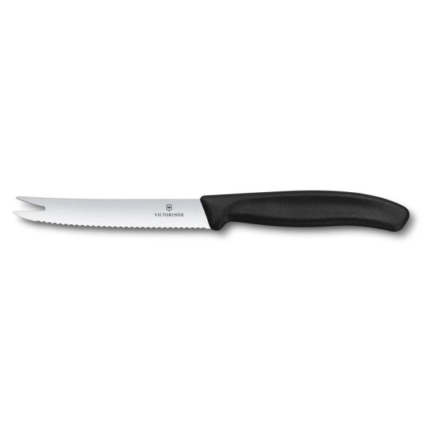 Swiss Classic, Käse- & Wurstmesser mit Gabelspitze, 11cm, schwarz