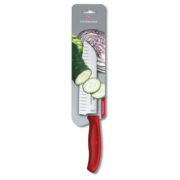 Swiss Classic, Santokumesser, 17cm, gerade, Kullen, rot,B
