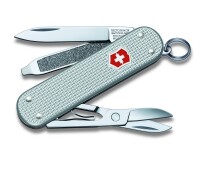 Schweizer Taschenmesser Klein 5 Funktionen Classic SD Alox, 58 mm, silber