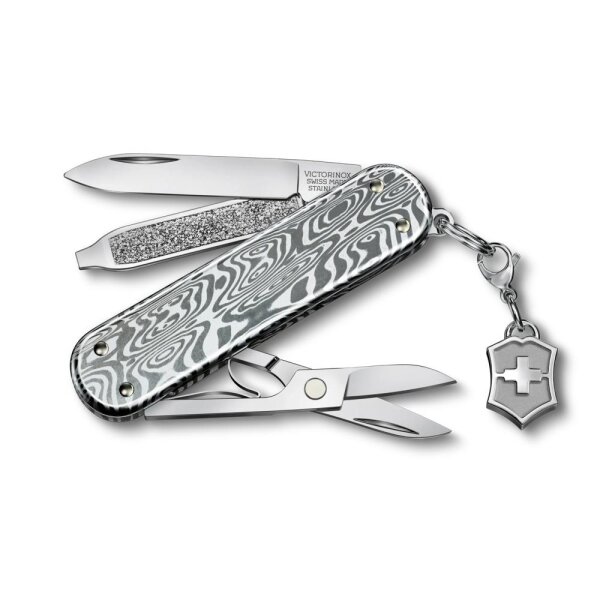 Schweizer Taschenmesser Klein 5 Funktionen Classic SD Brilliant, 58 mm, Damast