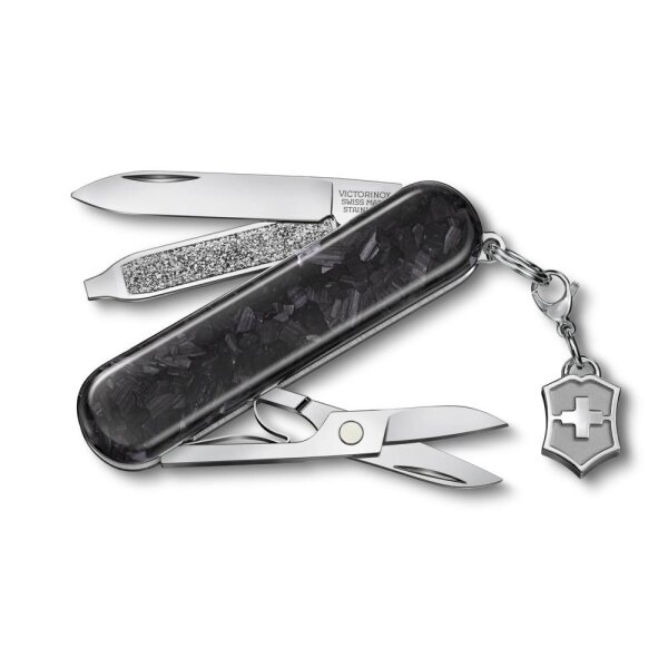 Schweizer Taschenmesser Klein 5 Funktionen Classic SD Brilliant, 58 mm, Carbon