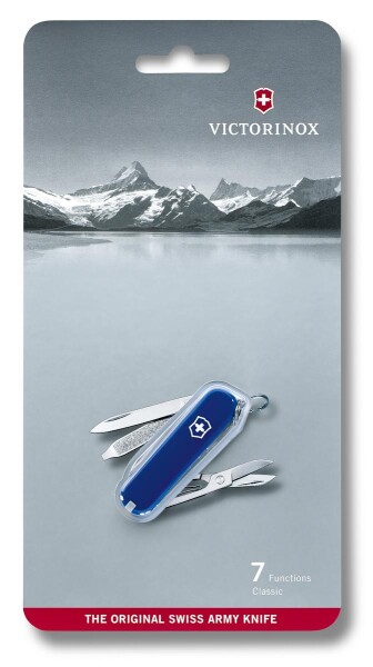 Schweizer Taschenmesser Klein 7 Funktionen Classic SD, 58 mm, blau, Blister