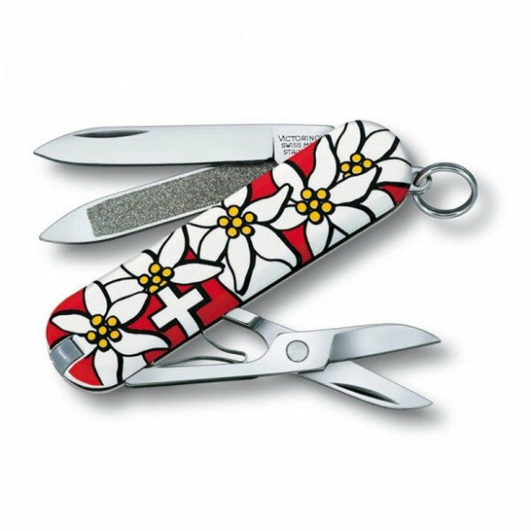 Schweizer Taschenmesser Klein 7 Funktionen Classic SD, 58 mm, Edelweiss, Blister