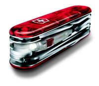 Taschenmesser mit 15 Funktionen Huntsman Lite, 91 mm, rot transparent