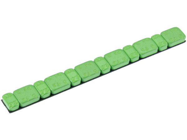 Klebegewicht Stahl, 45 g Riegel, Teilung: 6 x 5 g  grün