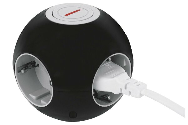 REV Tischsteckdose PowerGlobe 4fach mit Schalter schwarz/grau