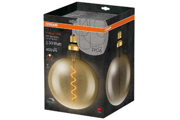 OSRAM Globe200 LED Filament 4,8W 400lm E27 2.200K gold