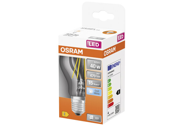 OSRAM LED Filament Birne E27 4W 470lm 4000K klar