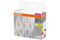 OSRAM LED Filament Kerze E14 4W 470lm 2.700K klar 3er