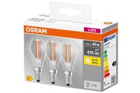 OSRAM LED Filament Tropfen E14 4W 470lm 2.700K klar 3er