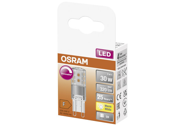 OSRAM LED Stift 3W G9 320lm 2.700K klar dim