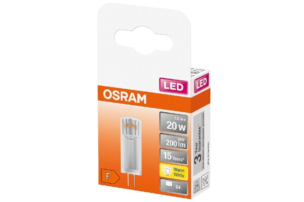 OSRAM LED Stift 1,8W G4 200lm 12V 2.700K klar