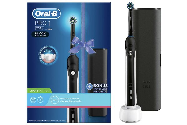 ORAL-B Zahnbürste PRO 750 Cross Action black + travel case