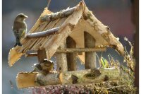 DOBAR Vogelfutterhaus Birke zum Hängen 26x26x24cm