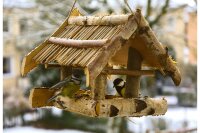 DOBAR Vogelfutterhaus Birke zum Hängen 26x26x24cm