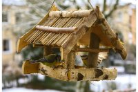 DOBAR Vogelfutterhaus Birke zum Hängen 26x26x24cm