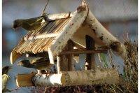 DOBAR Vogelfutterhaus Birke zum Hängen 26x26x24cm