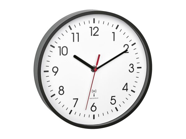 TFA Funk Wanduhr Ø24,5cm schwarz