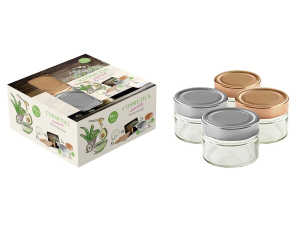 Hochrandglas 130ml Naturkosmetik mit aufgeschraubten DWO-Deckel 4er Set